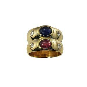 Vintage 18 Karat Yellow Gold Natural Ruby, Sapphi… - image 1